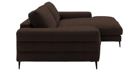 ECKSOFA  in Flachgewebe Dunkelbraun  253/177 cm  - Dunkelbraun/Schwarz, Design, Textil/Metall (253/177cm) - Dieter Knoll