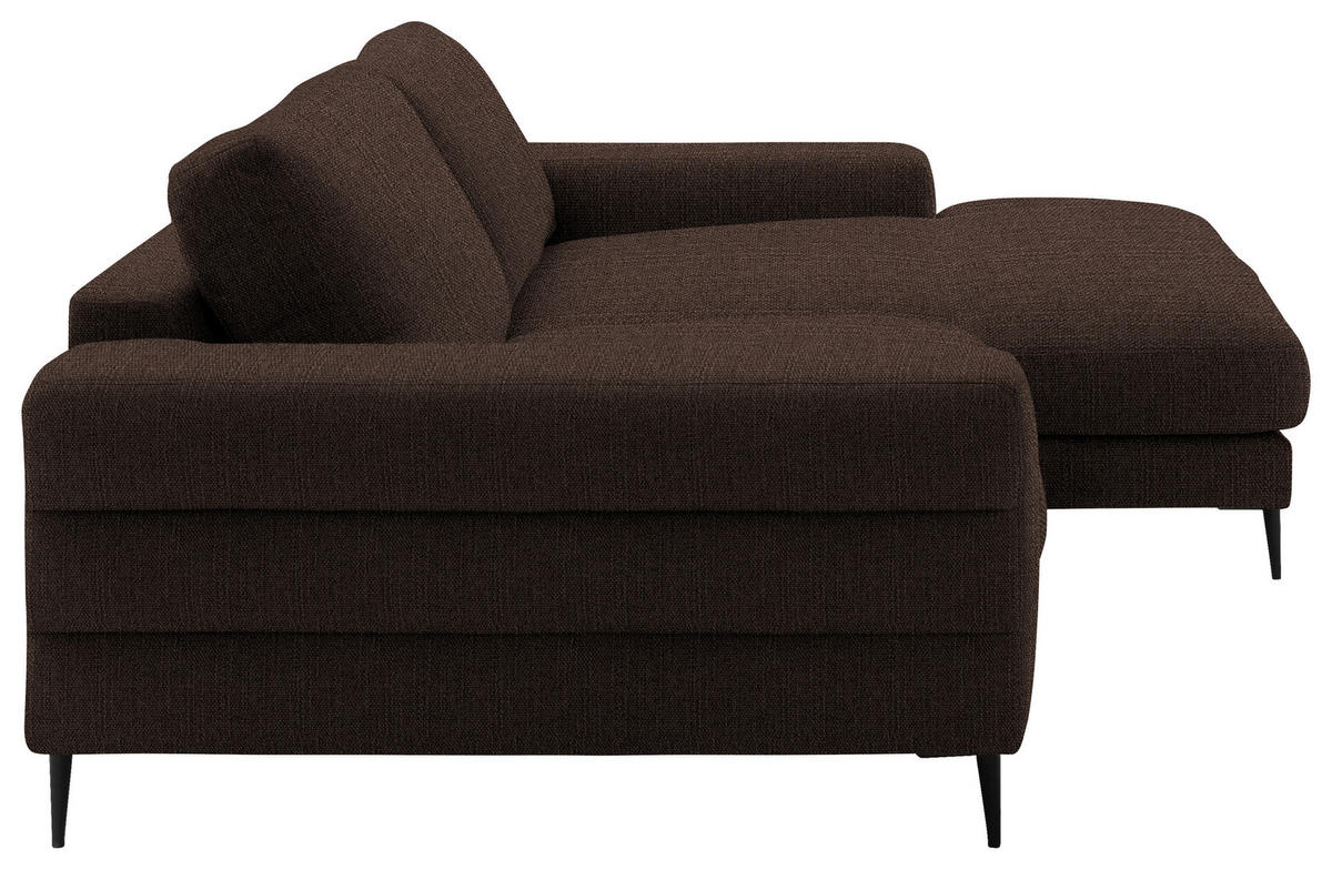 ECKSOFA in Flachgewebe Dunkelbraun  - Dunkelbraun/Schwarz, Design, Textil/Metall (253/177cm) - Dieter Knoll