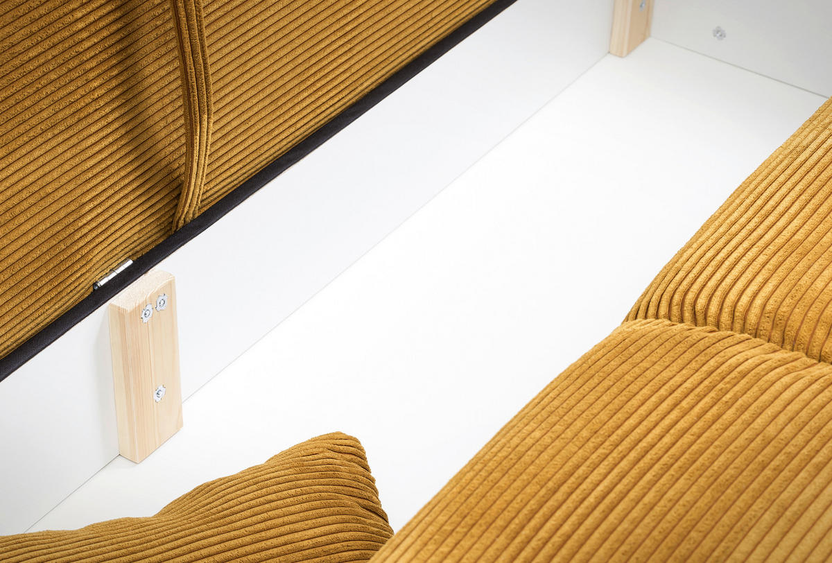 BIGSOFA in Cord Goldfarben  - Chromfarben/Goldfarben, Modern, Kunststoff/Textil (242/71/90/131cm) - Livetastic