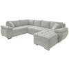 Wohnlandschaft Beige Mikrofaser  - Chromfarben/Beige, KONVENTIONELL, Textil/Metall (219/305/157cm) - Livetastic