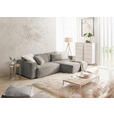 ECKSOFA in Feincord Grau  - Schwarz/Grau, KONVENTIONELL, Kunststoff/Textil (276/168cm) - Hom`in