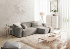ECKSOFA Grau Feincord  - Schwarz/Grau, KONVENTIONELL, Kunststoff/Textil (276/168cm) - Hom`in