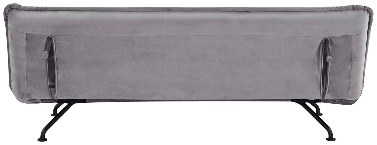 SCHLAFSOFA in Velours Grau  - Schwarz/Grau, MODERN, Textil/Metall (190/75/89cm) - MID.YOU