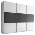 SCHWEBETÜRENSCHRANK  in Anthrazit, Weiß  - Anthrazit/Alufarben, Holzwerkstoff/Metall (298/222/68cm) - Moderano