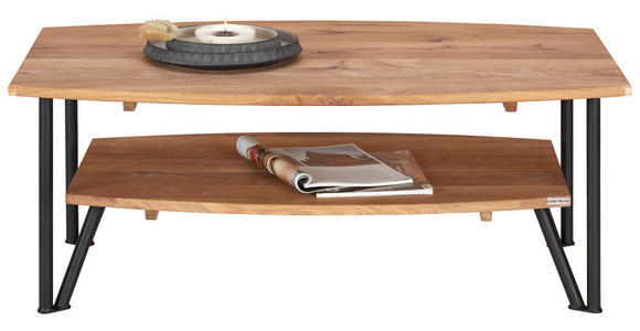 COUCHTISCH in Holz 110/70/43 cm  - Eichefarben/Schwarz, Design, Holz/Metall (110/70/43cm) - Linea Natura