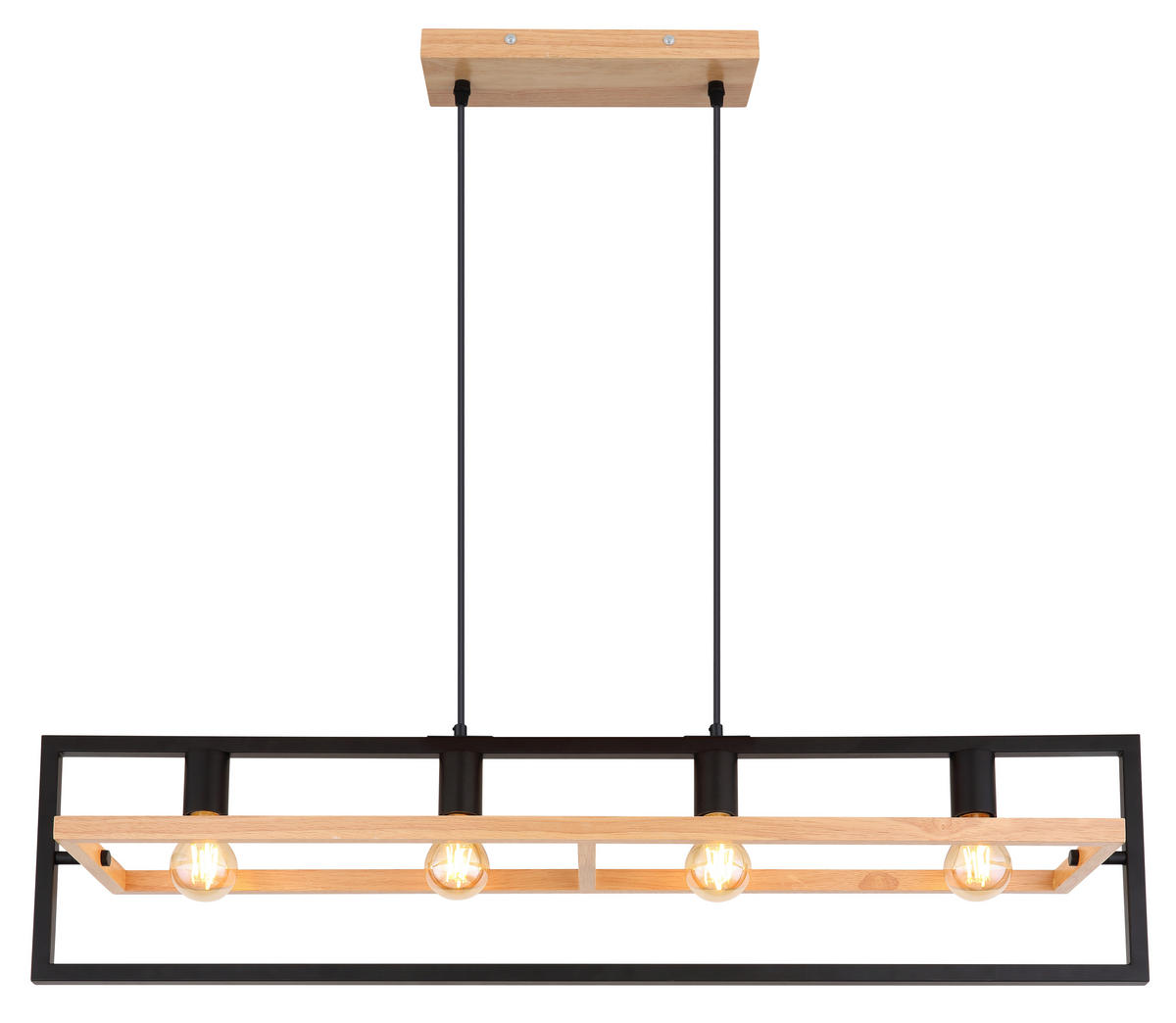 HÄNGELEUCHTE 98/20/150 cm    - Schwarz/Braun, Natur, Holz/Metall (98/20/150cm) - Globo