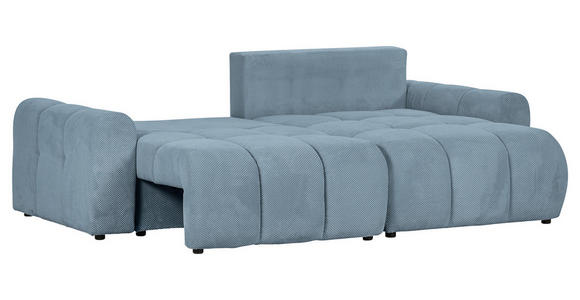ECKSOFA in Flachgewebe Blau  - Blau/Schwarz, KONVENTIONELL, Kunststoff/Textil (256/157cm) - Carryhome