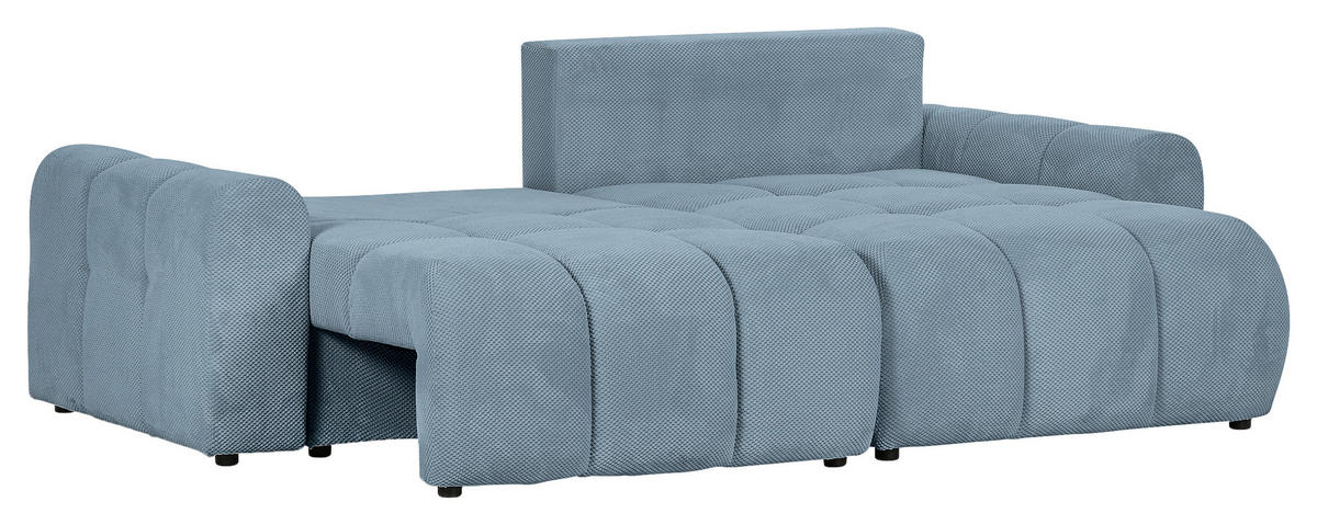 ECKSOFA in Flachgewebe Blau  - Blau/Schwarz, Konventionell, Kunststoff/Textil (256/157cm) - Carryhome