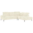 ECKSOFA Creme Chenille Kopfteilverstellung, Sitztiefenverstellung  - Creme/Schwarz, Design, Textil/Metall (307/243cm) - Xora