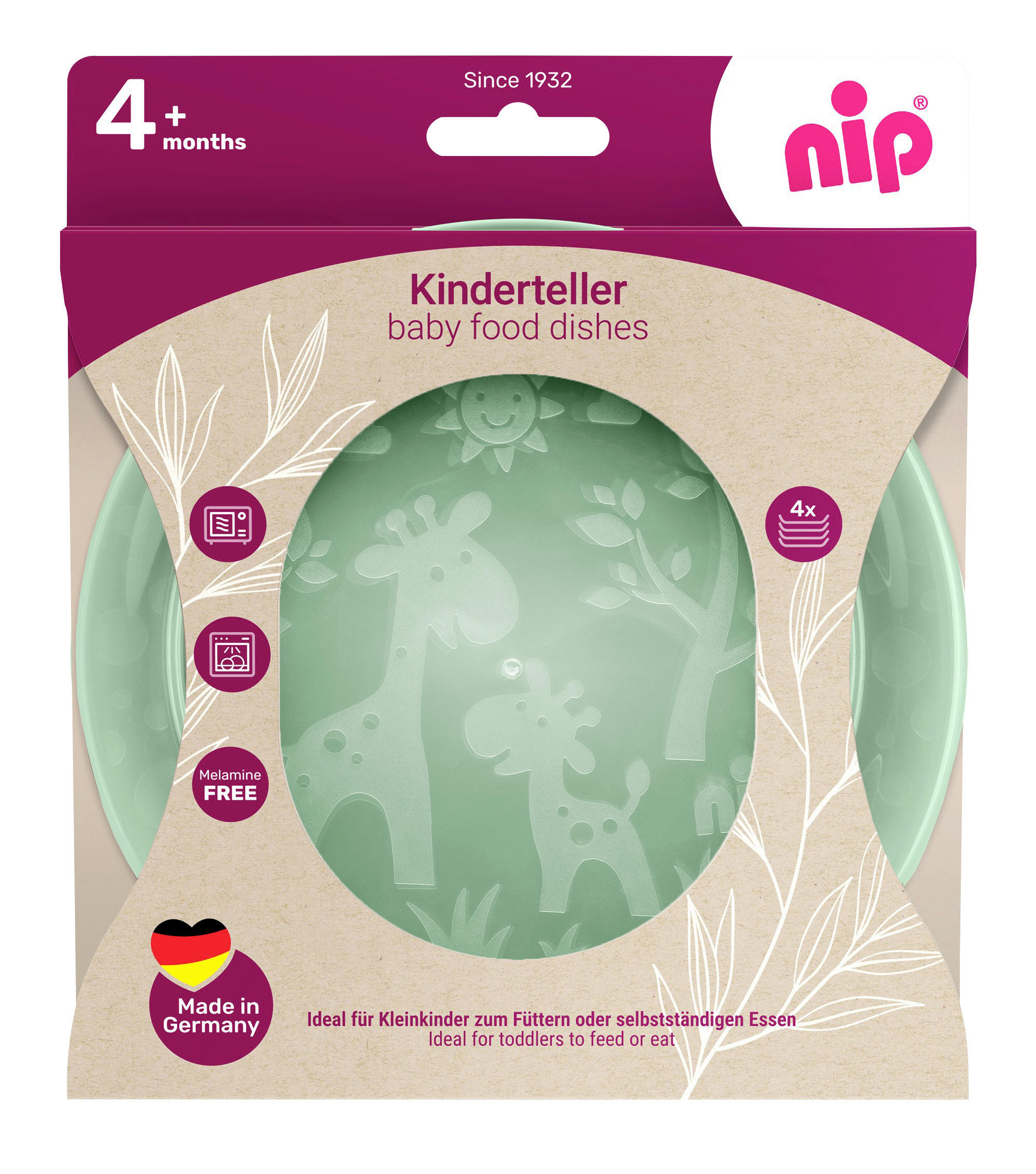 DETSKÝ TANIER - šalviovozelená, Basics, plast (19,2/23,6/2,8cm)