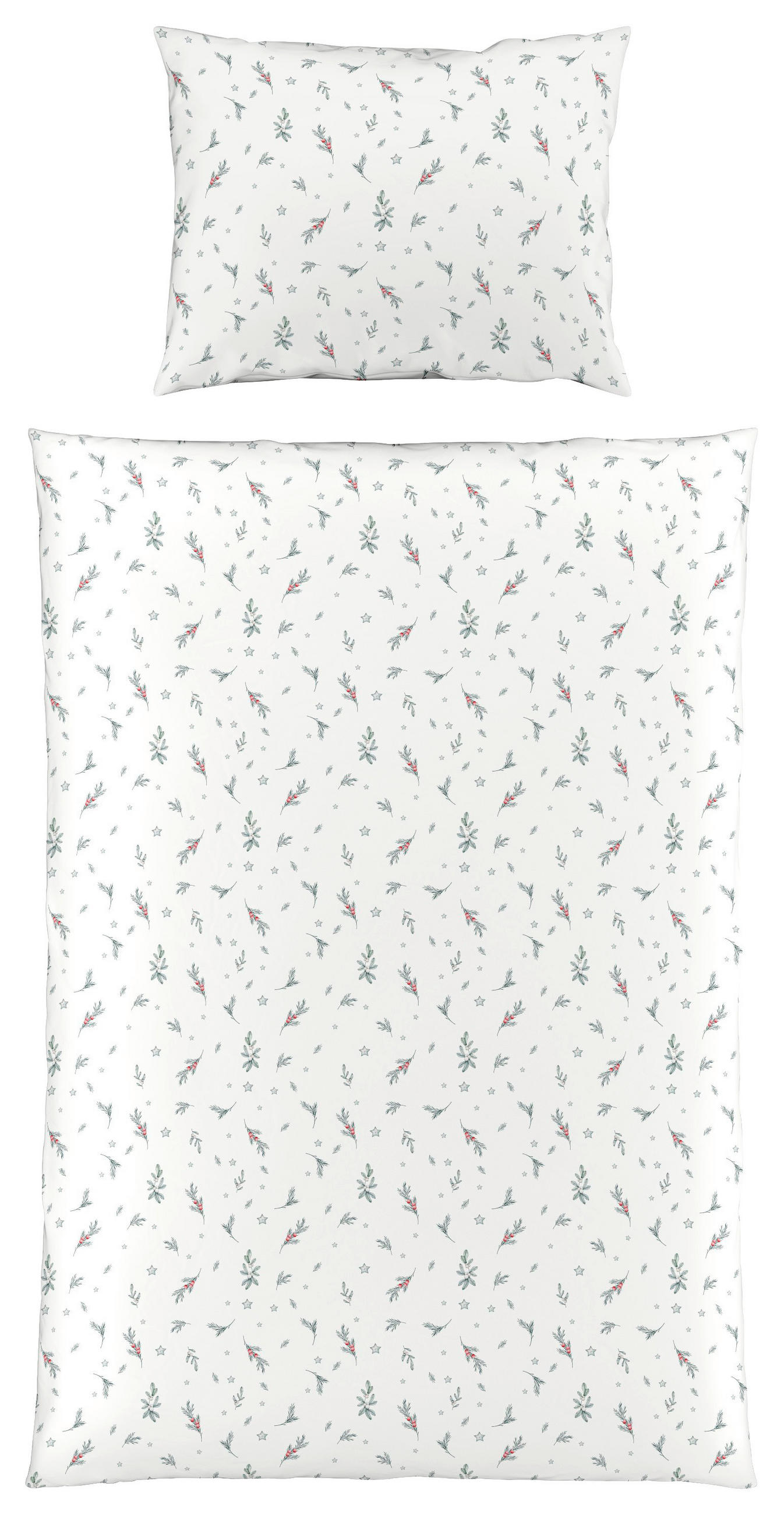POVLEČENÍ, flanel, červená, bílá, tmavě zelená, 140/200 cm - bílá/tmavě zelená, Basics, textil (140/200cm) - Fleuresse