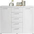 KOMMODE Weiß - Chromfarben/Alufarben, Design, Holzwerkstoff/Kunststoff (129,3/106,6/40cm) - Carryhome
