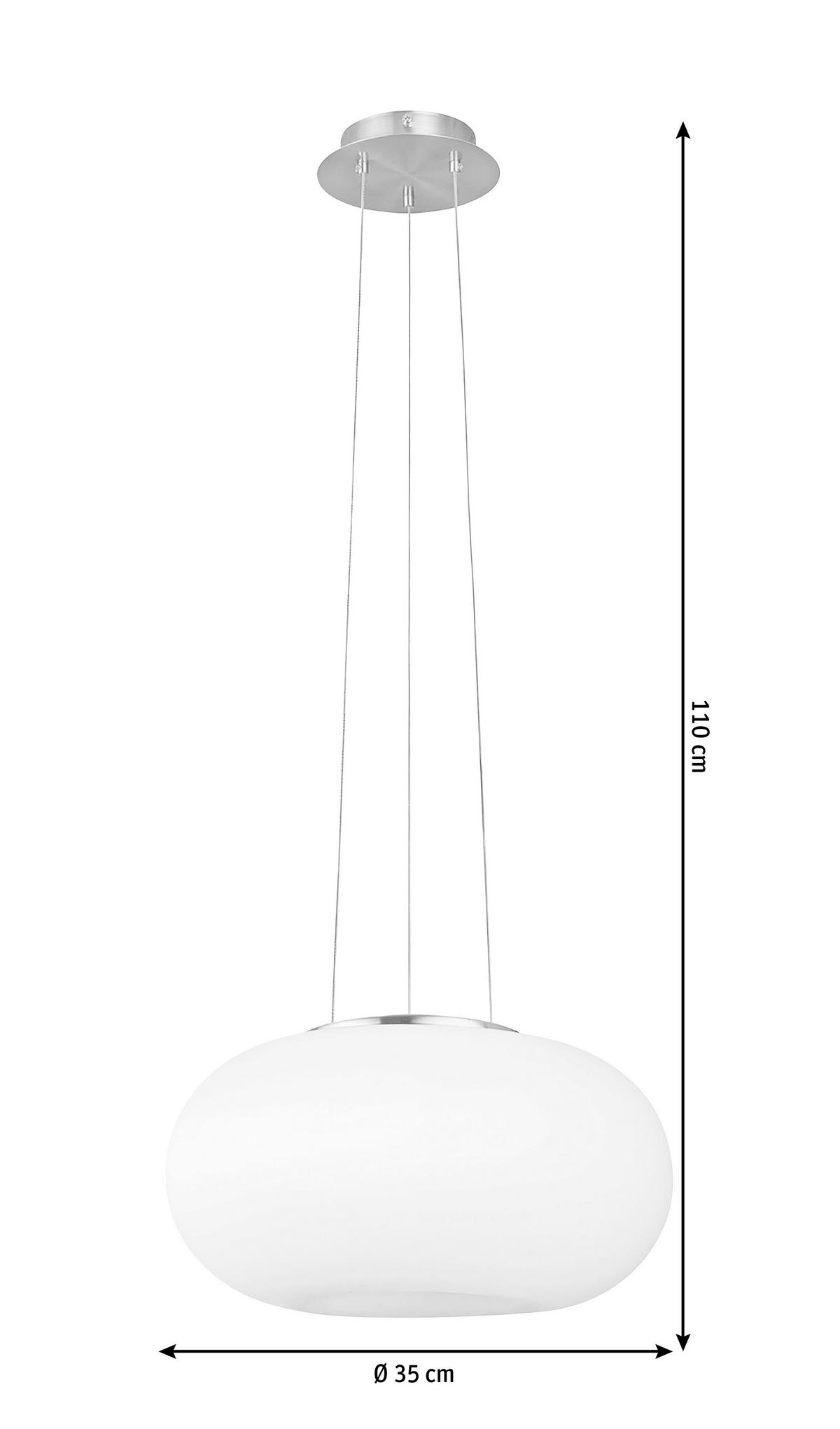 VISEČA SVETILKA  Optica      35/110 cm      E27 - barve niklja/bela, Konvencionalno, kovina/steklo (35/110cm)