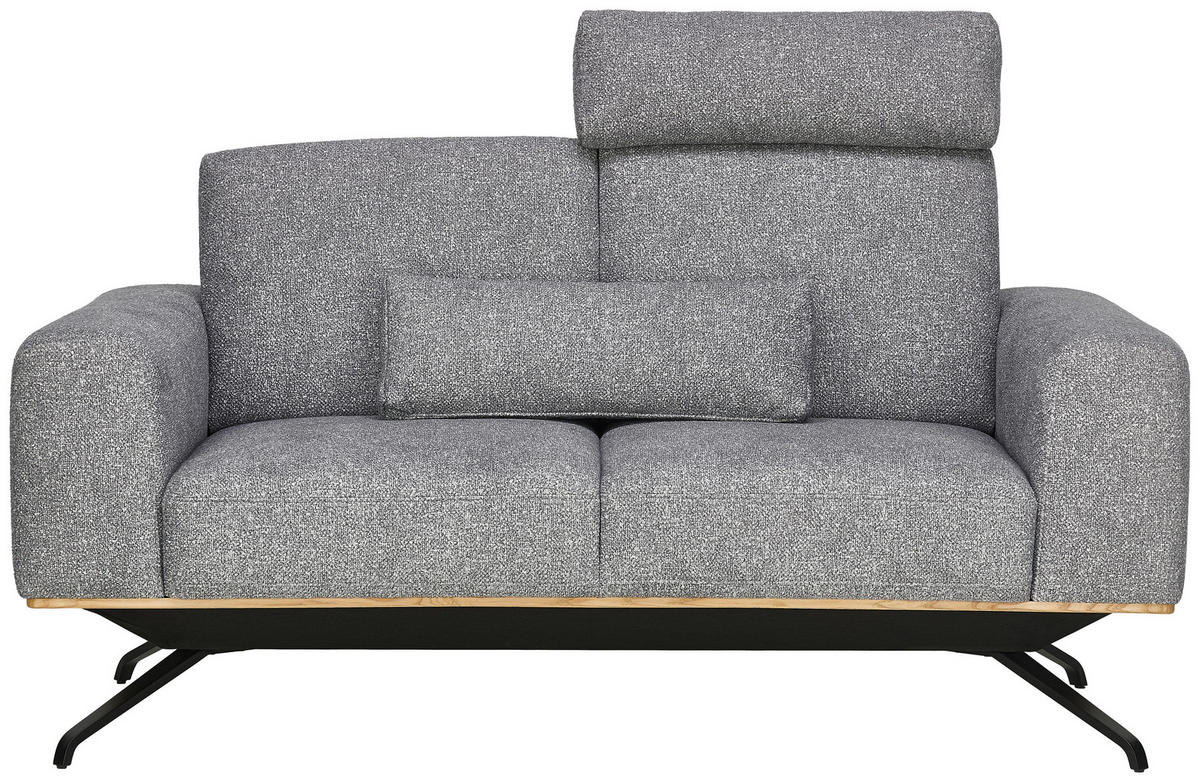 2-SITZER-SOFA in Struktur Grau  - Schwarz/Grau, Design, Holz/Textil (166/85-104/95cm) - Novel