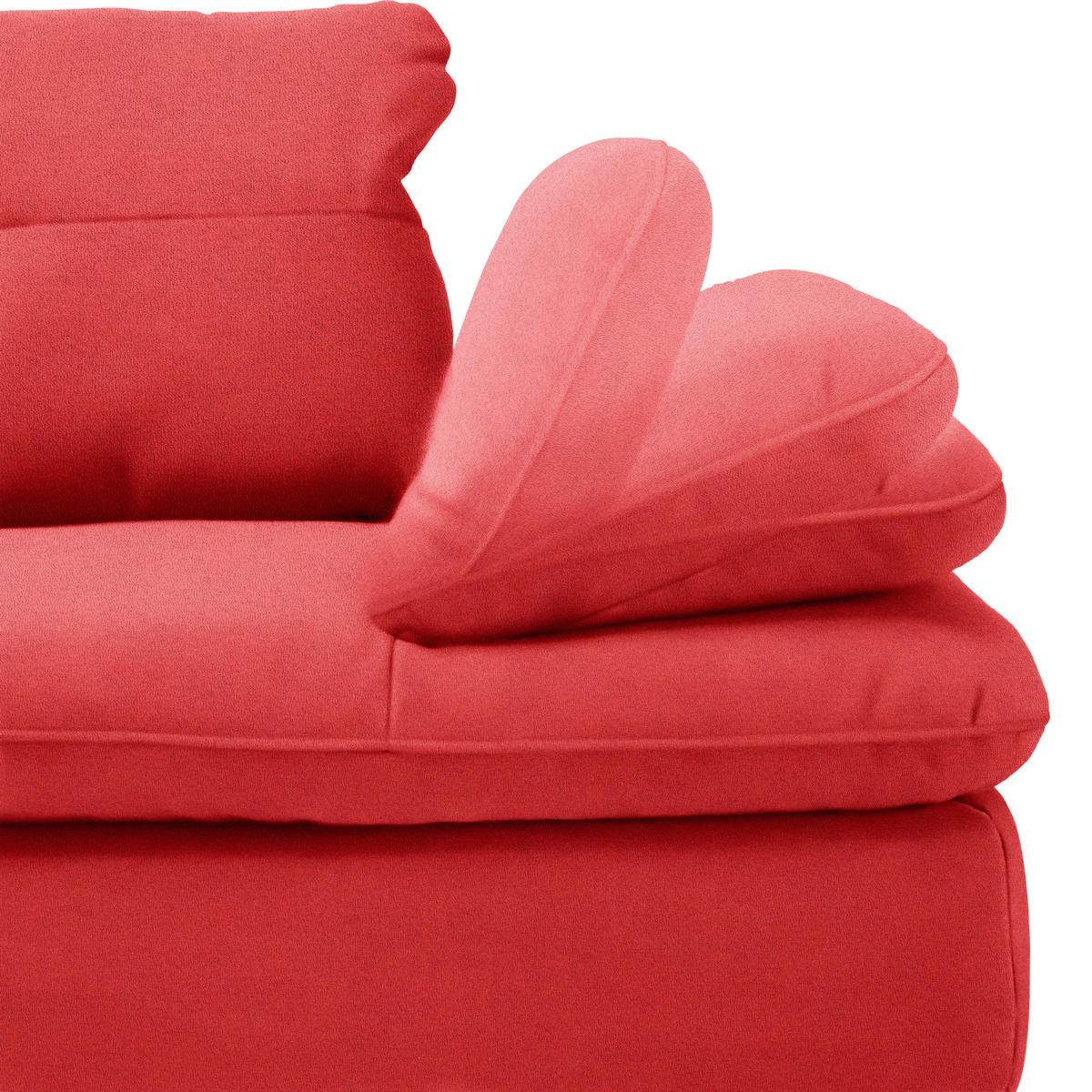 ECKSOFA in Flachgewebe Hellrot  - Hellrot/Schwarz, Design, Textil/Metall (271/344cm) - Chilliano