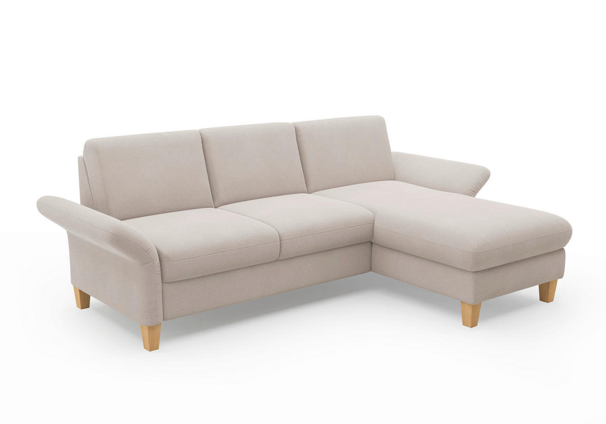 ECKSOFA ROCHELLE E Greige Flachgewebe  - Greige/Eichefarben, KONVENTIONELL, Holz/Textil (251/164cm) - Sit & More