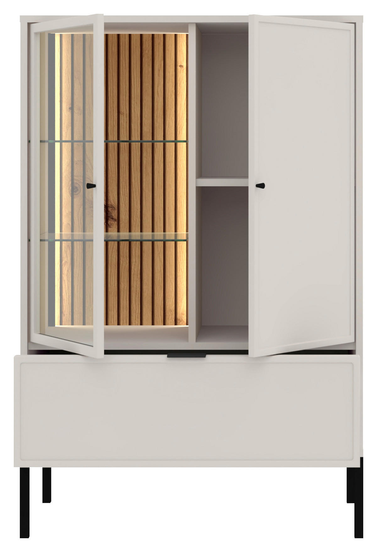VITRINE  in Schwarz, Kaschmir  - Kaschmir/Schwarz, Design, Glas/Holzwerkstoff (76/115,5/40cm) - MID.YOU