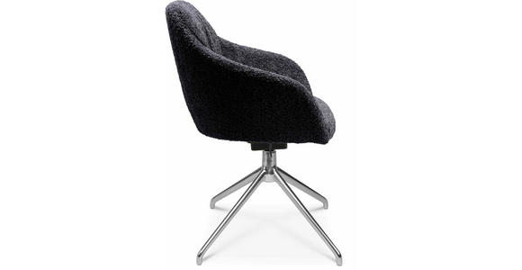 ARMLEHNSTUHL in Aluminium Bouclé - Lavagrau/Alufarben, Design, Textil/Metall (58/81,5-84,5/60cm) - Johann Jakob