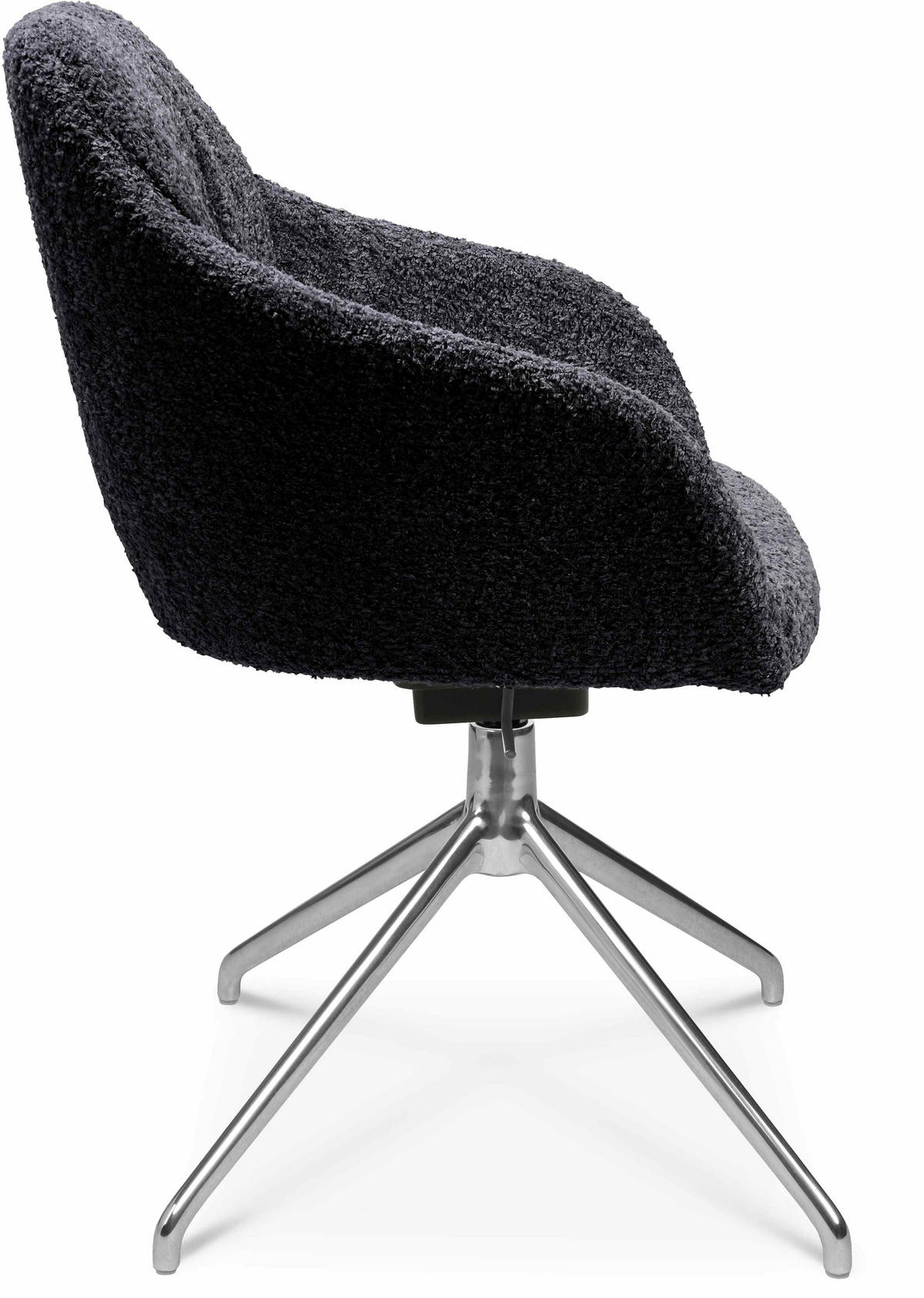 ARMLEHNSTUHL  in Aluminium Bouclé  - Lavagrau/Alufarben, Design, Textil/Metall (58/81,5-84,5/60cm) - Johann Jakob