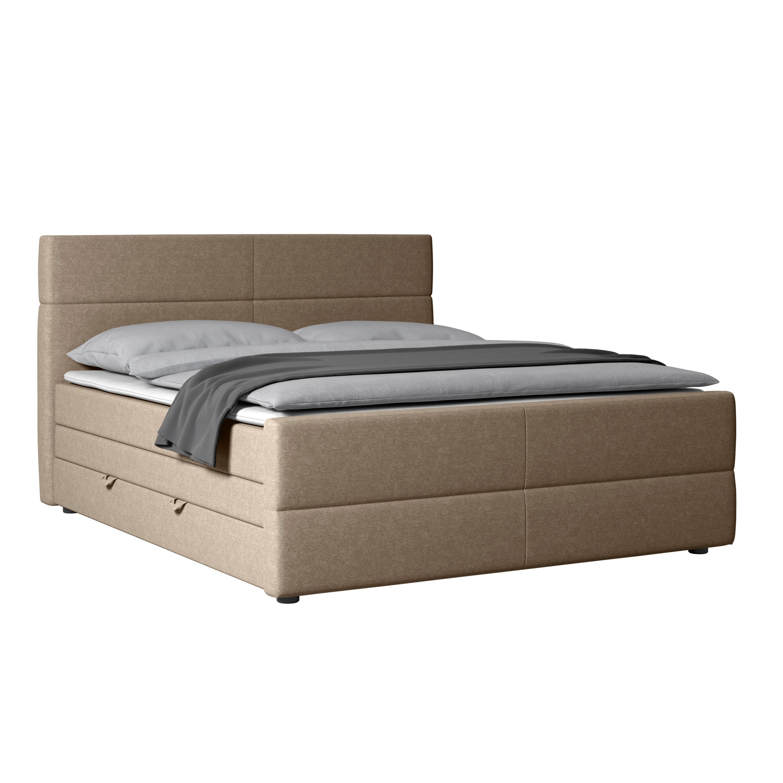 BOXSPRINGBETT 180/200 cm  in Beige  - Beige/Schwarz, MODERN, Holz/Kunststoff (180/200cm) - MID.YOU