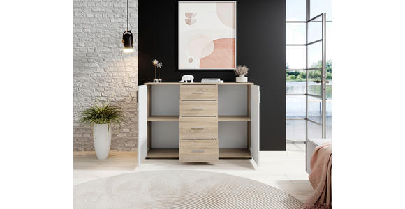 KOMMODE Bobby in 120/82/35 cm - Silberfarben/Schwarz, Design, Holzwerkstoff/Kunststoff (120/82/35cm) - Carryhome