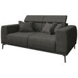 2-SITZER-SOFA  in Webstoff Dunkelgrau  - Dunkelgrau/Schwarz, KONVENTIONELL, Textil/Metall (200/80/113cm) - Carryhome