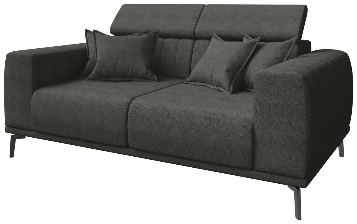 2-SITZER-SOFA  in Webstoff Dunkelgrau  - Dunkelgrau/Schwarz, KONVENTIONELL, Textil/Metall (200/80/113cm) - Carryhome