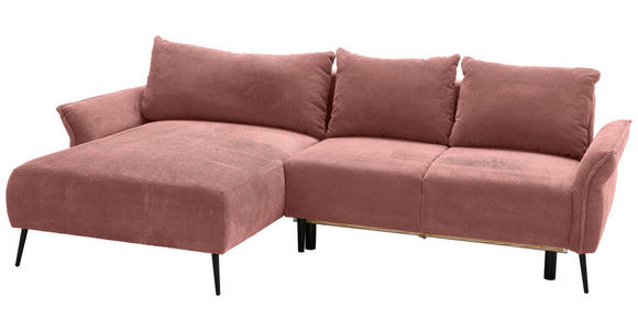 ECKSOFA in Chenille Altrosa  - Schwarz/Altrosa, KONVENTIONELL, Textil/Metall (164/255cm) - Carryhome