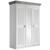 DREHTÜRENSCHRANK 156/210/64 cm,  in Grau, Weiß, 3-türig  - Weiß/Grau, ROMANTIK / LANDHAUS, Glas/Holz (156/210/64cm) - Boxxx