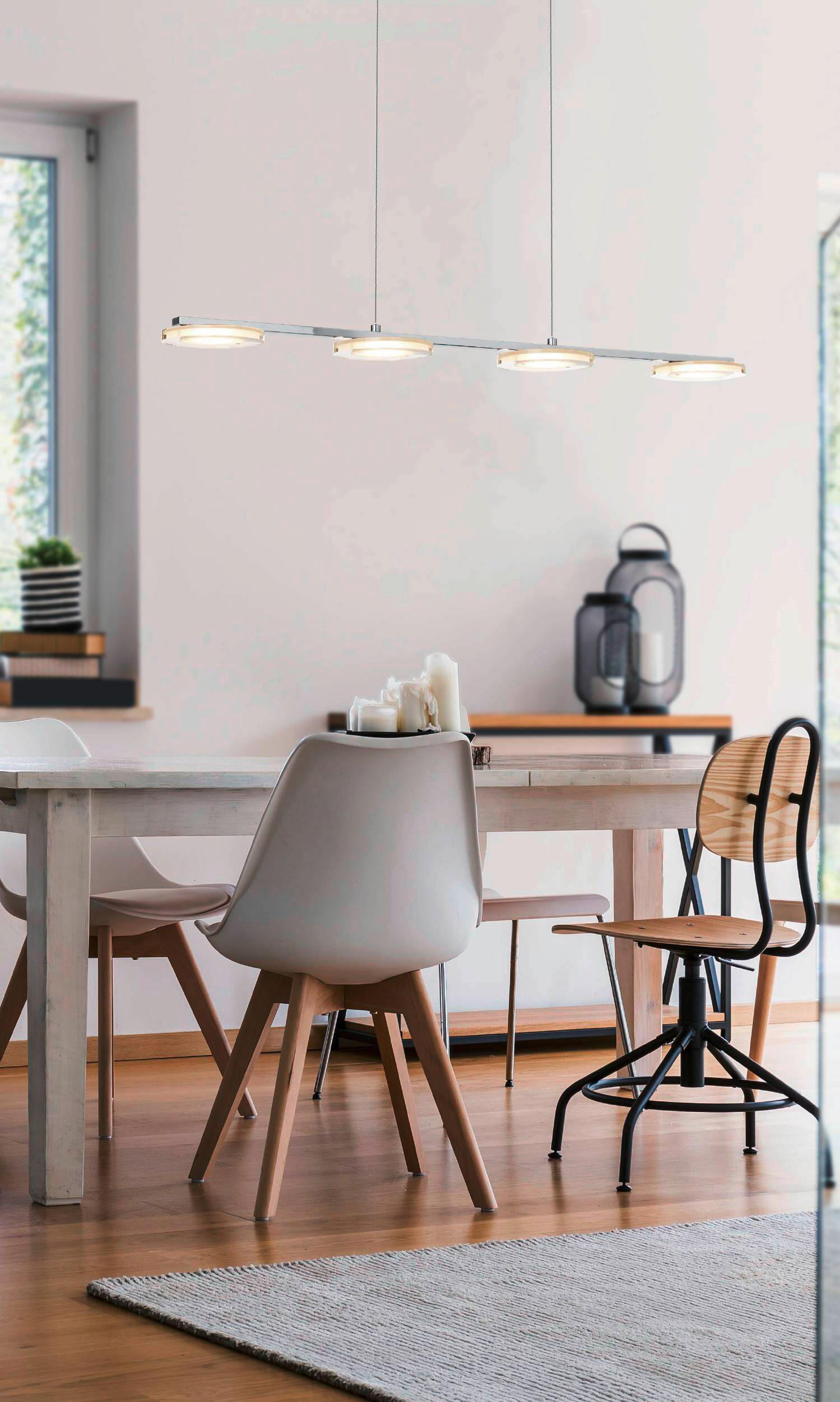 HÄNGLAMPA Cartama 77,5/11,5/110 cm  - klar/kromfärg, Design, metall/plast (77,5/11,5/110cm) - Eglo