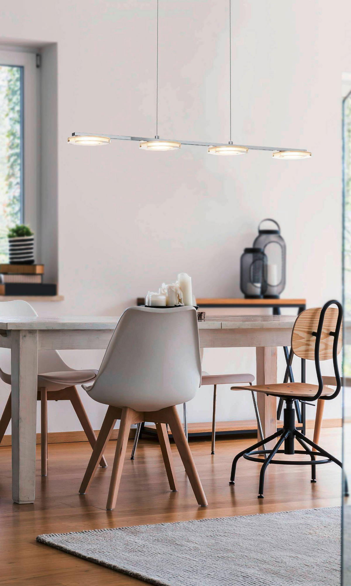 HÄNGLAMPA Cartama 77,5/11,5/110 cm  - klar/kromfärg, Design, metall/plast (77,5/11,5/110cm) - Eglo