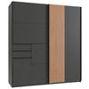 SCHWEBETÜRENSCHRANK in Graphitfarben, Eiche Artisan  - Schwarz/Graphitfarben, Trend, Holzwerkstoff/Metall (180/198/65cm) - Carryhome
