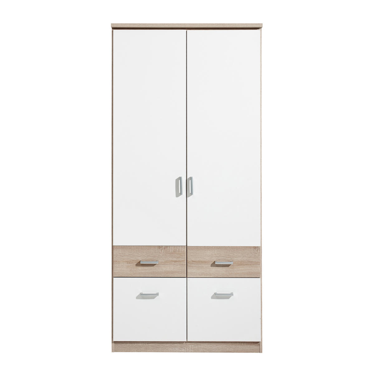 RUHÁSSZEKRÉNY fehér, Sonoma tölgy  - Sonoma tölgy/alumínium színű, Design, műanyag/faalapú anyag (91/199/56cm) - Boxxx