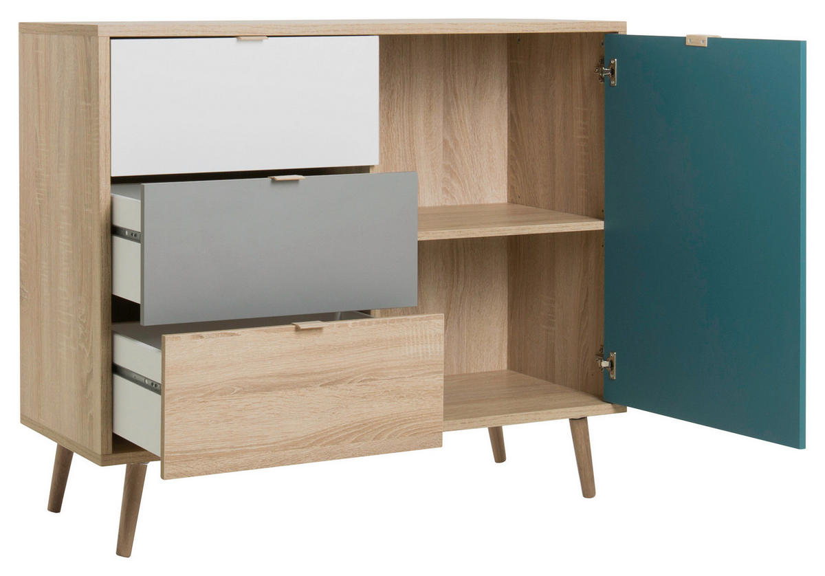 KOMMODE  in 103/87/40 cm  - Eichefarben/Petrol, Trend, Holzwerkstoff (103/87/40cm) - MID.YOU