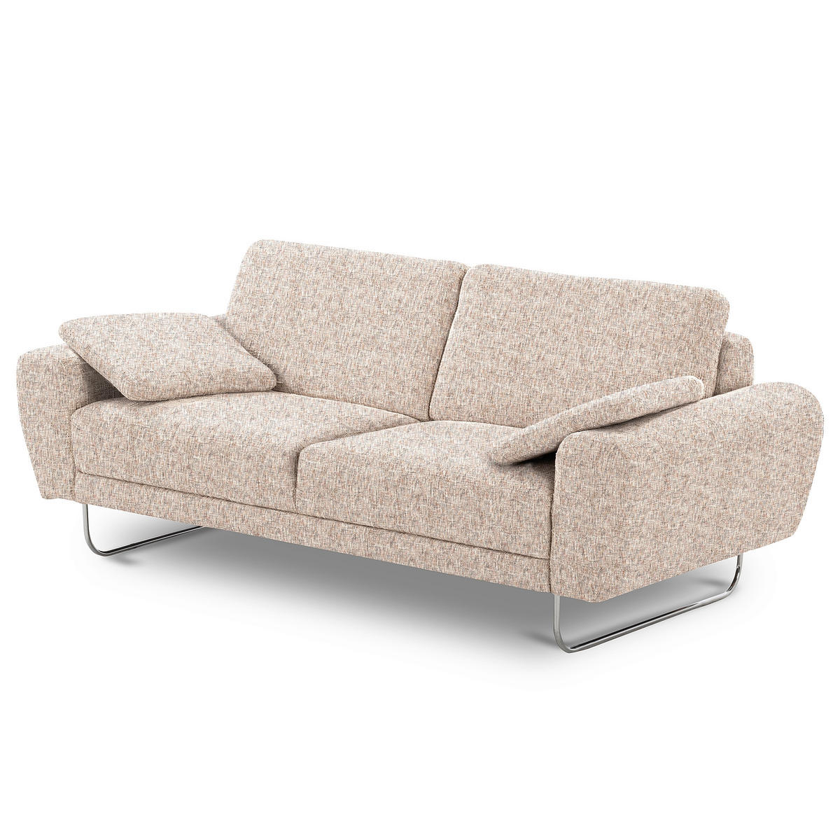 3-SITZER-SOFA SPRING in Webstoff Blau, Gelb, Rot, Weiß Modern  - Chromfarben/Blau, Design, Textil/Metall (187/85/92cm) - Livetastic