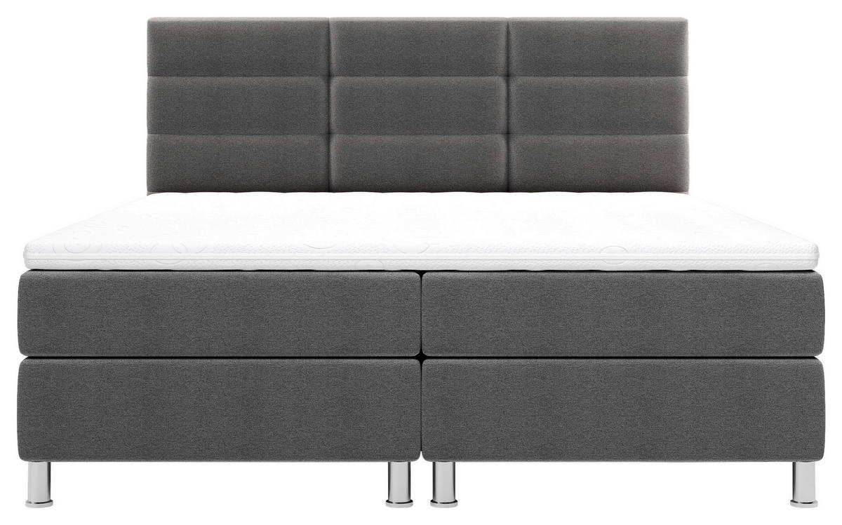 BOXBETT 160/200 cm  in Blau, Grau  - Chromfarben/Blau, KONVENTIONELL, Textil/Metall (160/200cm) - Carryhome