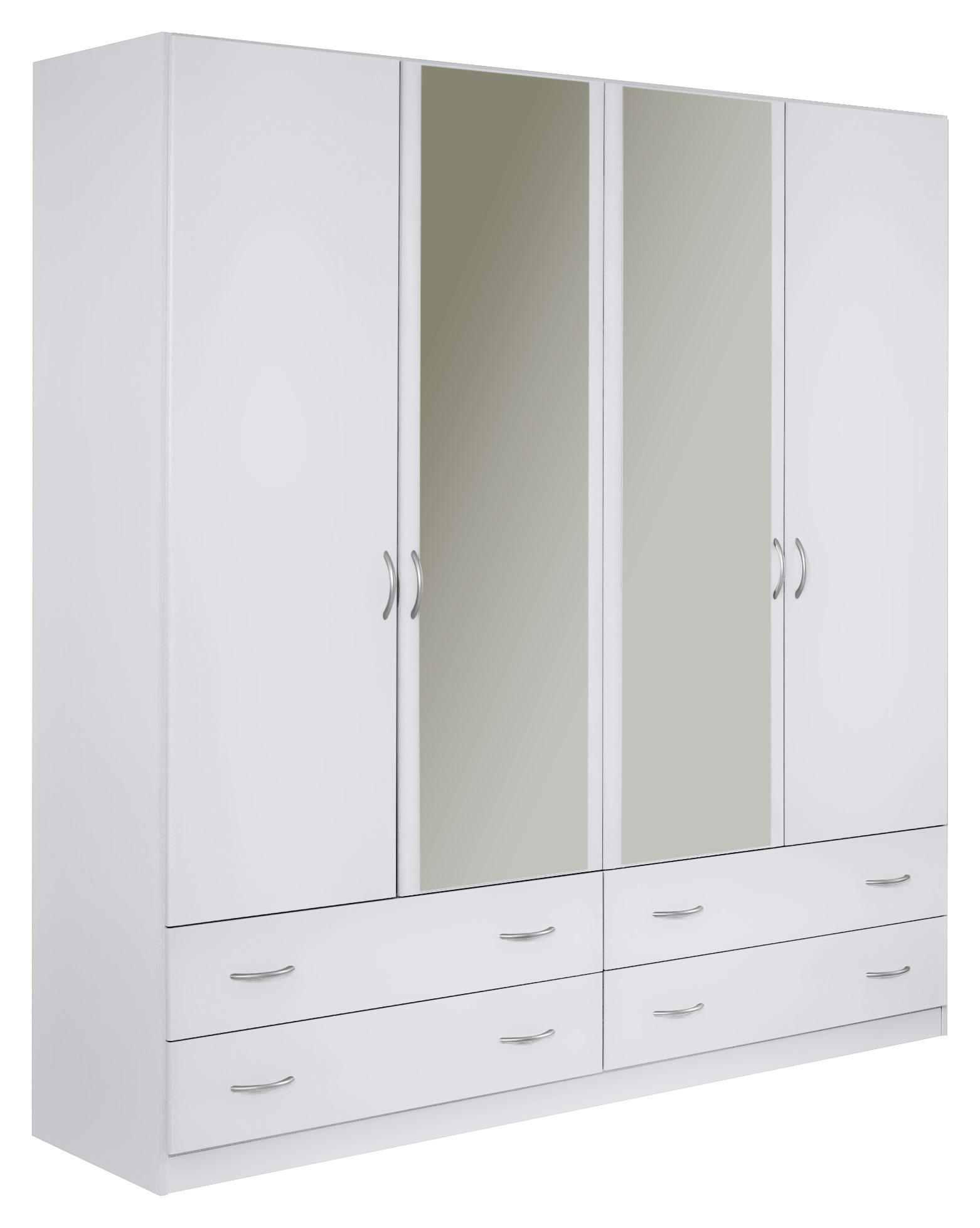 DREHTÜRENSCHRANK 181/197/54 cm 4-türig  - Silberfarben/Weiß, KONVENTIONELL, Glas/Holzwerkstoff (181/197/54cm) - Boxxx