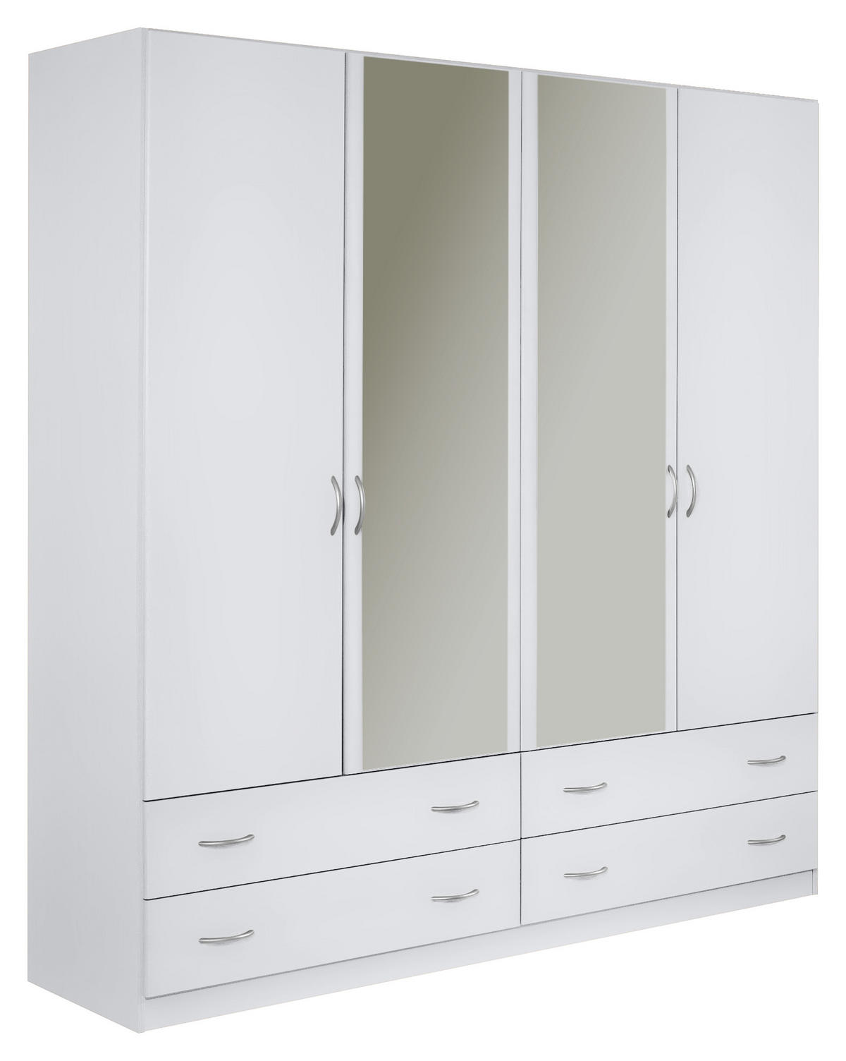 DREHTÜRENSCHRANK 181/197/54 cm 4-türig  - Silberfarben/Weiß, KONVENTIONELL, Glas/Holzwerkstoff (181/197/54cm) - Boxxx