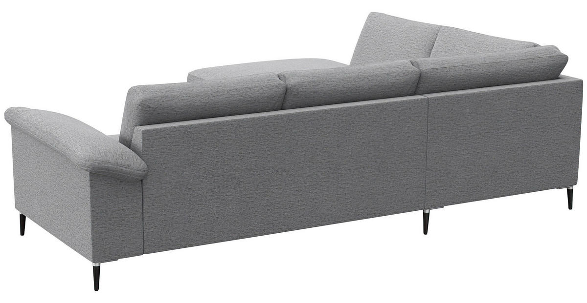 ECKSOFA Hellgrau Chenille, Webstoff, Flachgewebe  - Hellgrau/Alufarben, Design, Textil/Metall (225/247cm) - Livetastic