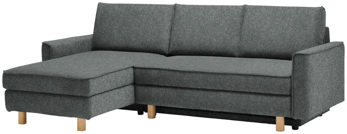 ECKSOFA  in Mikrovelours Graugrün  170/237 cm  - Eichefarben/Graugrün, KONVENTIONELL, Holz/Textil (170/237cm) - Sedda
