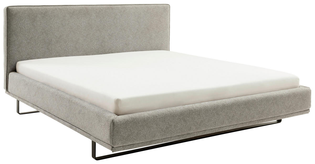 POLSTERBETT 180/200 cm, inkl.  in Hellgrau  - Hellgrau/Schwarz, Design, Textil/Metall (180/200cm) - Schöner Wohnen