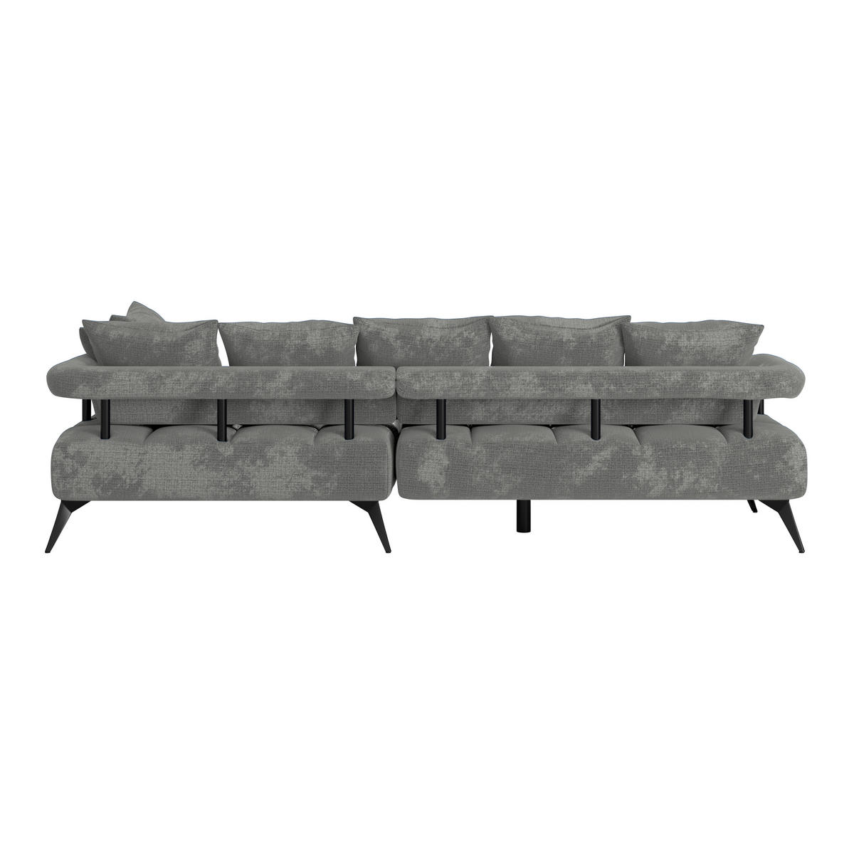 ECKSOFA VANESSA Grau Flachgewebe  - Schwarz/Grau, MODERN, Kunststoff/Textil (297/200cm) - Livetastic