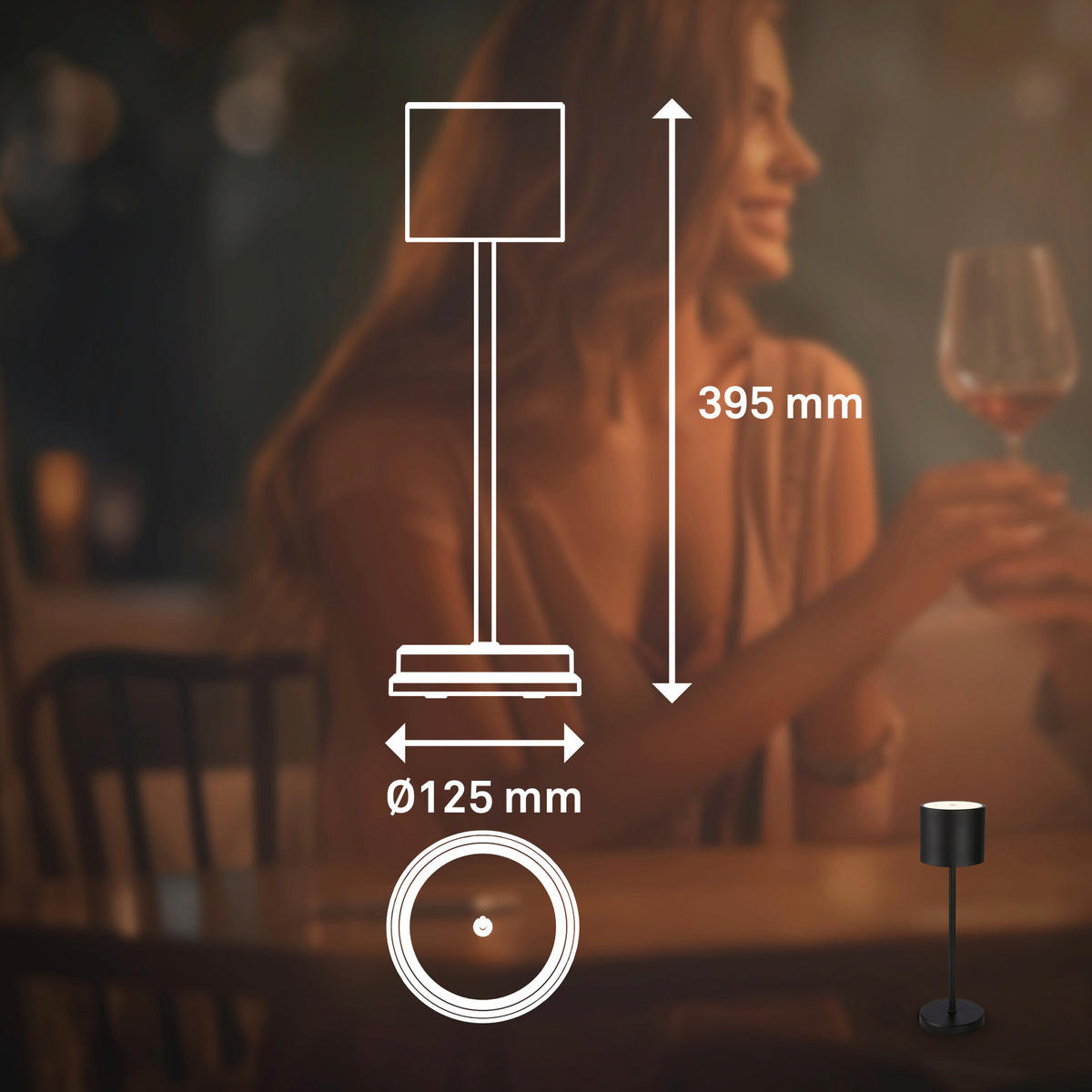 PUNJIVA STONA LAMPA - crna, Osnovno, metal/plastika (12,5/39,5cm)