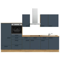 KÜCHENLEERBLOCK 330 cm   in Blau, Eichefarben  - Blau/Eichefarben, MODERN, Holzwerkstoff/Metall (330cm) - Nobilia