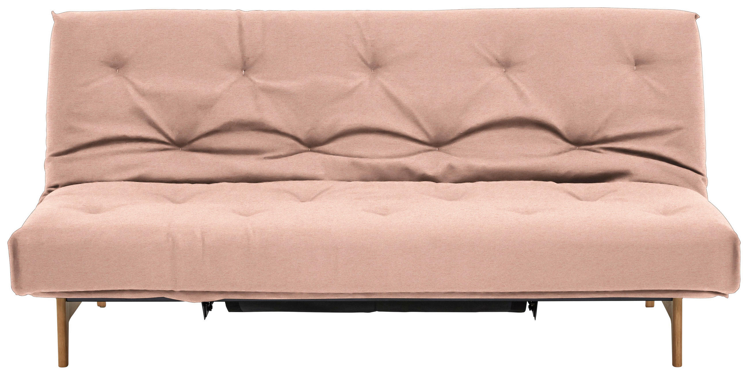 Schlafsofa in Holz, Metall, Textil Hellrosa