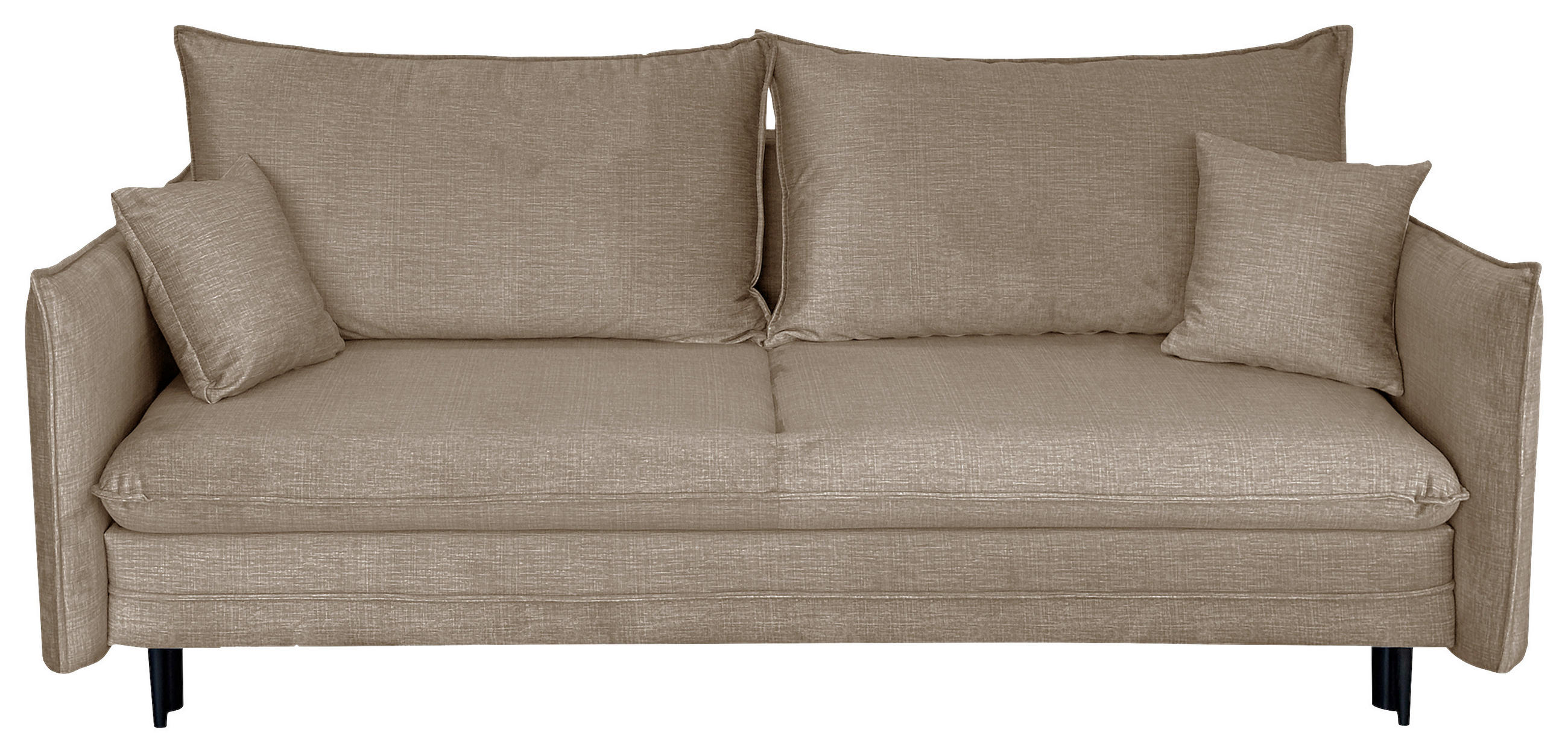 SCHLAFSOFA Flachgewebe Beige  - Beige/Schwarz, Design, Holz/Kunststoff (216/96/102cm) - MID.YOU