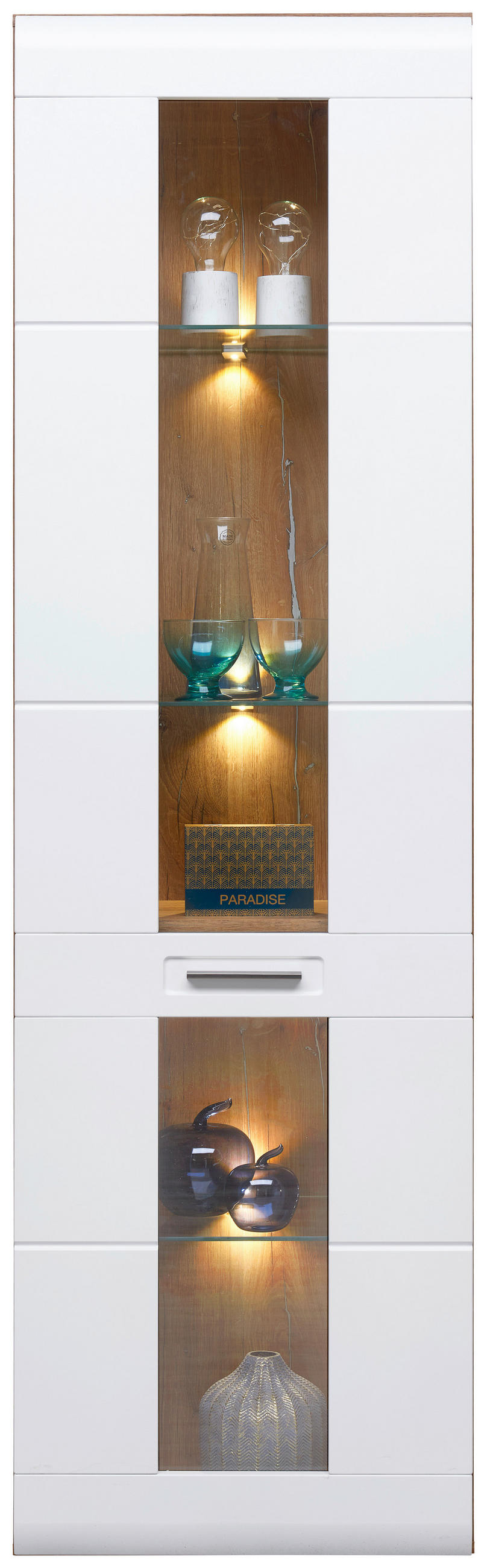 Vitrine Auris B: 60 cm Eiche Dekor/Weiß