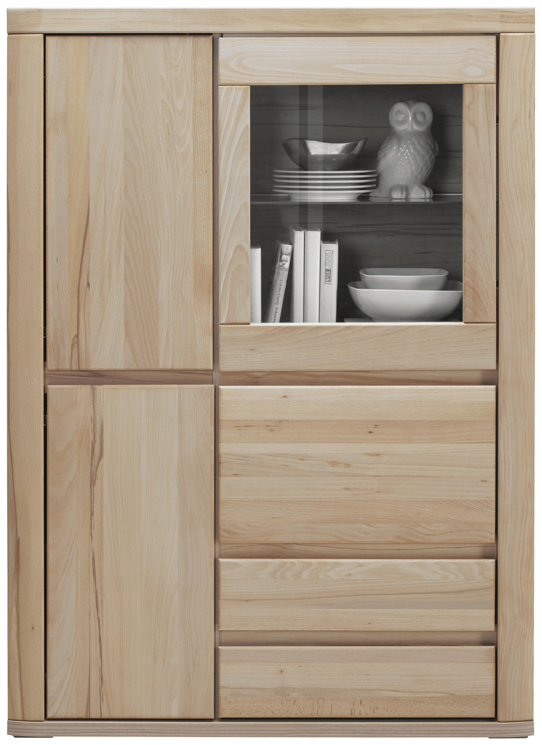HIGHBOARD Alteiche  98/140/38 cm  - Alteiche/Grau, KONVENTIONELL, Glas/Holz (98/140/38cm) - Voleo