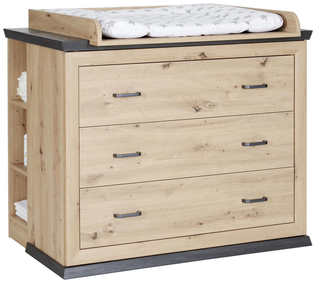 WICKELAUFSATZ Benton  - Eichefarben/Dunkelgrau, Natur, Holzwerkstoff (110/97,5/77cm) - My Baby Lou