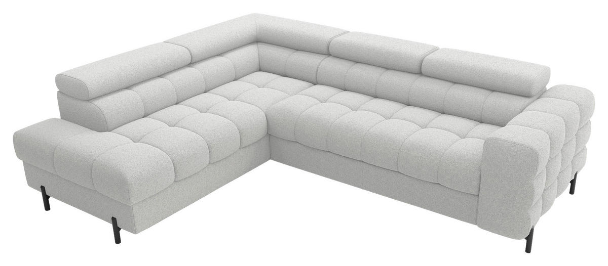 ECKSOFA FERUCCE in Teddystoff Grau  200/276 cm  - Schwarz/Grau, Design, Textil/Metall (200/276cm) - MID.YOU